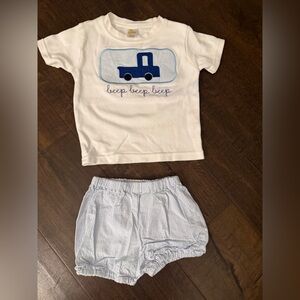 Baby Two-Piece Set with Blue Truck Applique
